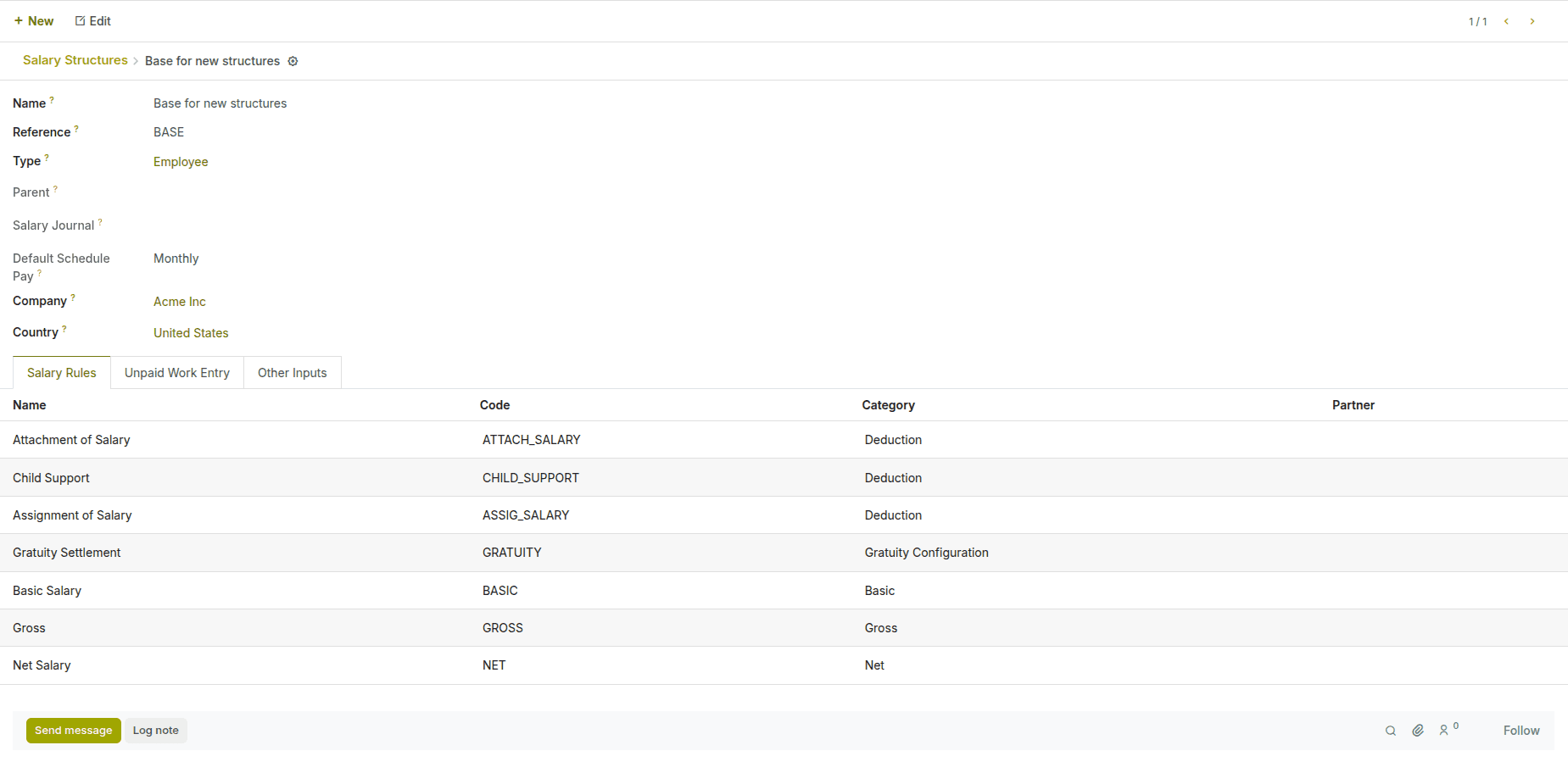 Configurable Salary Structures
